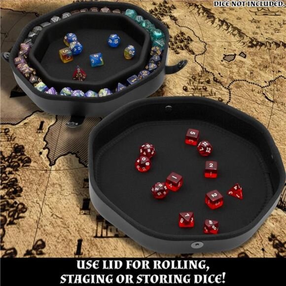 Dice Tray and Dice Storage Case for Up to 115 RPG Dice - Dice Tray for Rolling - Picture 3 of 7